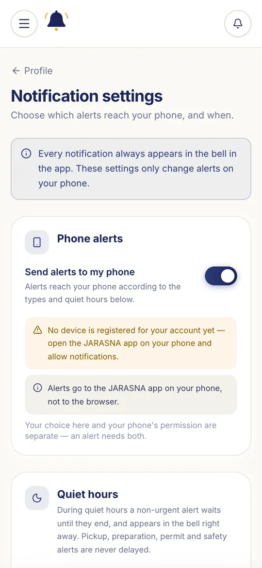 Notification settings
