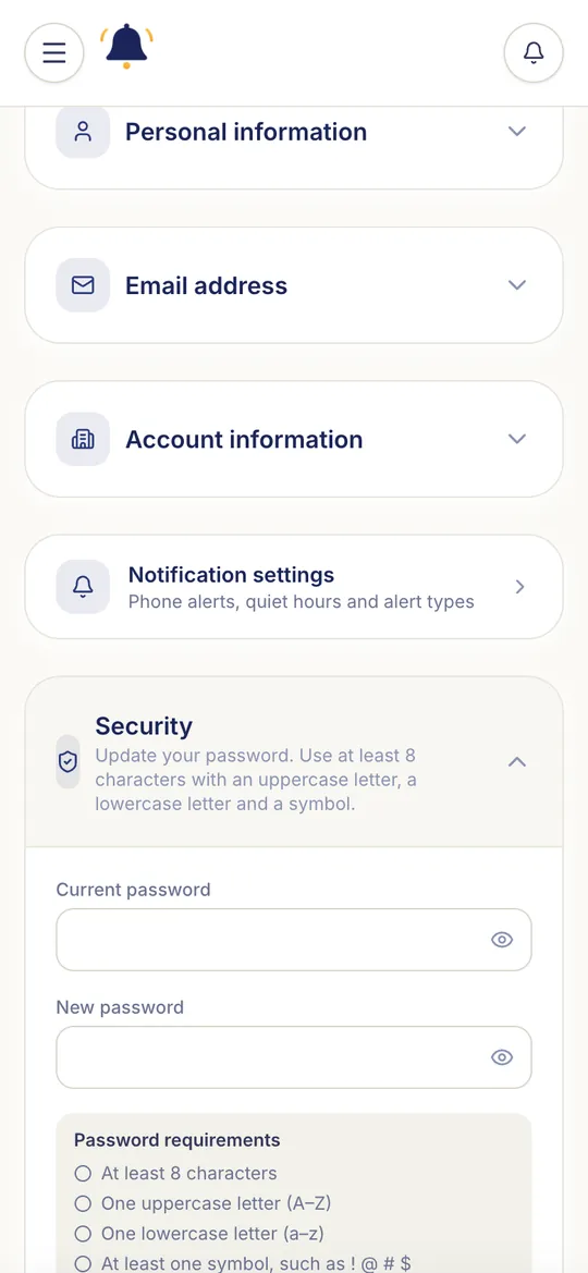 Changing your password
